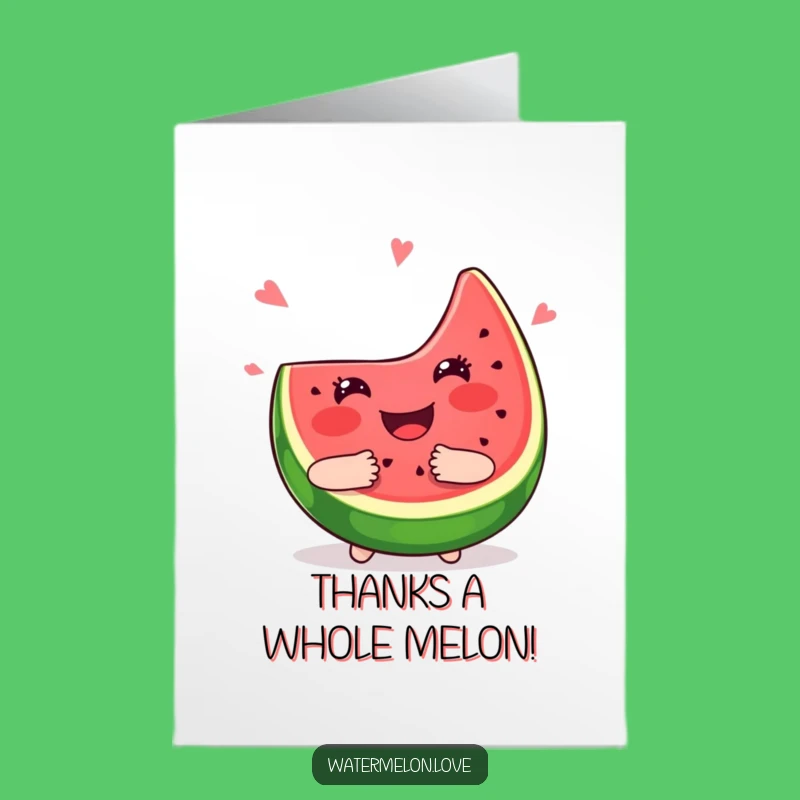 Free Printable Thank You Card: Kawaii Watermelon Hug - Funny DIY Downloadable Gift