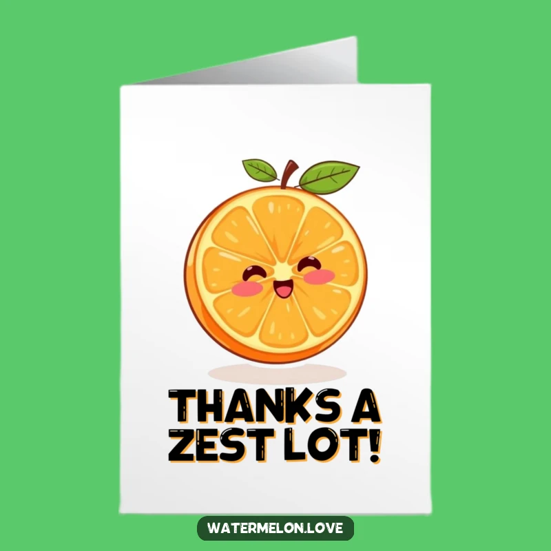Free Printable Thank You Card: Happy Orange Spinner - Downloadable Gratitude