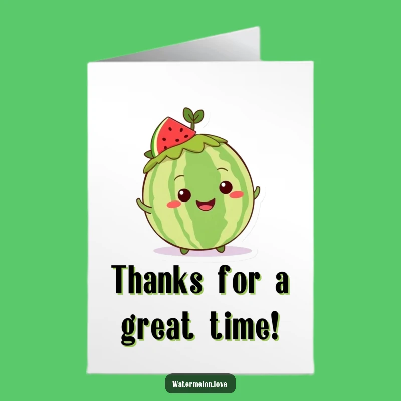 Free Printable Thank You Card: Shimmying Kawaii Watermelon - Downloadable Fun Gratitude!