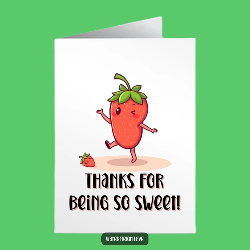 Free Printable Thank You Card: Strawberry Cartwheel Thanks - Downloadable Gratitude Gift