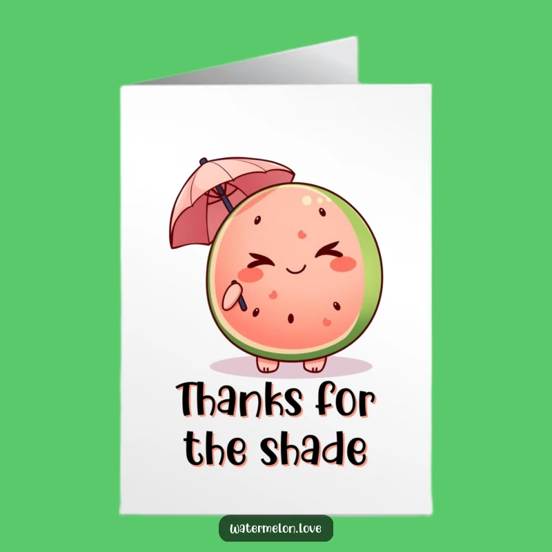 Free Printable Kawaii Watermelon Thank You Card: Winking Gratitude Downloadable Gift