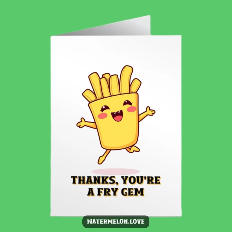Free Printable Funny Thank You Card: Jumping French Fry Gratitude Greeting