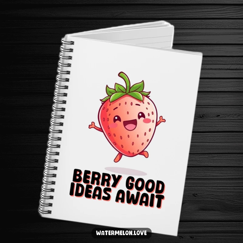 Funny Kawaii Strawberry Notebook: A cheerful strawberry character jumping, inspiring bright ideas and happy notes on every page.