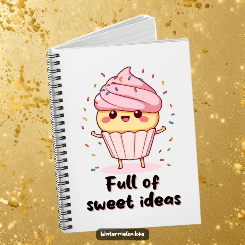 Funny Notebook: Cupcake character spinning with sprinkles, cover art for dessert lovers, a delightful funny gift.