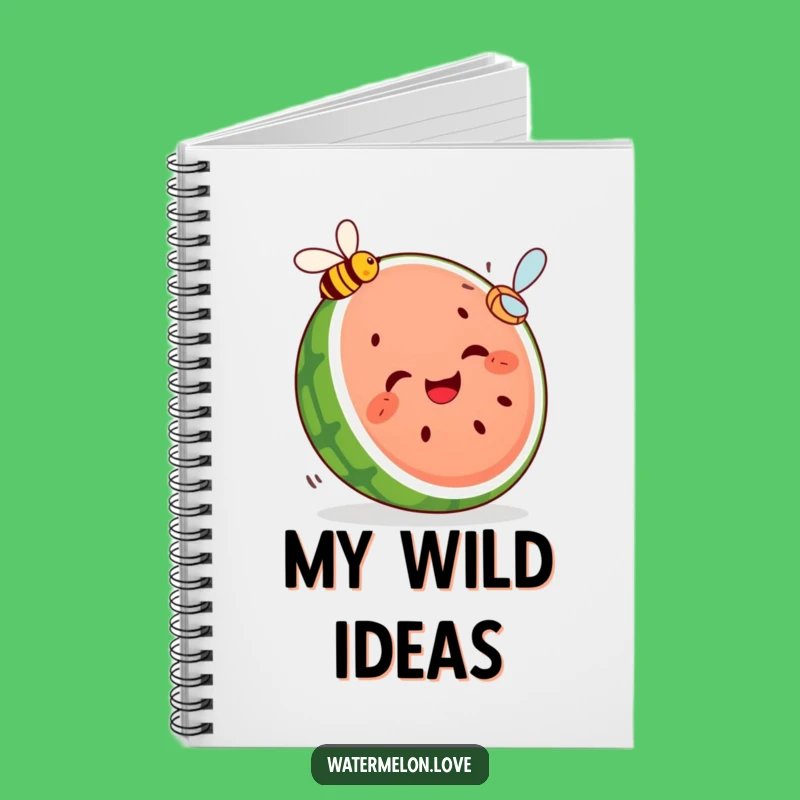 Funny Watermelon Notebook - Giggling Slice Chasing Bee