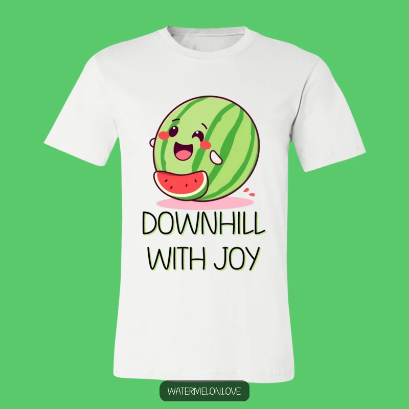 Gleeful Watermelon Roll T-Shirt - Funny Downhill Fruit Tee - Great Gift