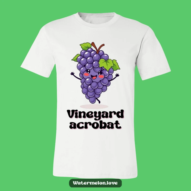 Funny Grape Cartwheel T-Shirt: Smiling Fruit Athlete Funny Gift