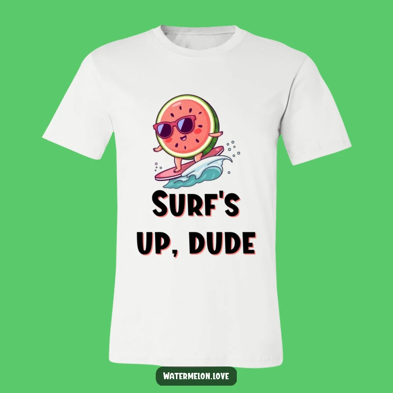 Funny Kawaii Watermelon Surf T-Shirt: Hilarious Cool Fruit Tee, Perfect Funny Gift