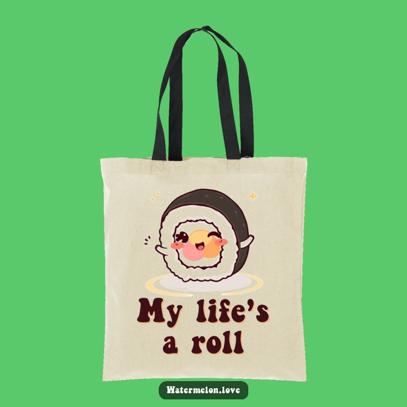 Funny Kawaii Sushi Roll Wink Tote Bag: Carry Your Fun Around!