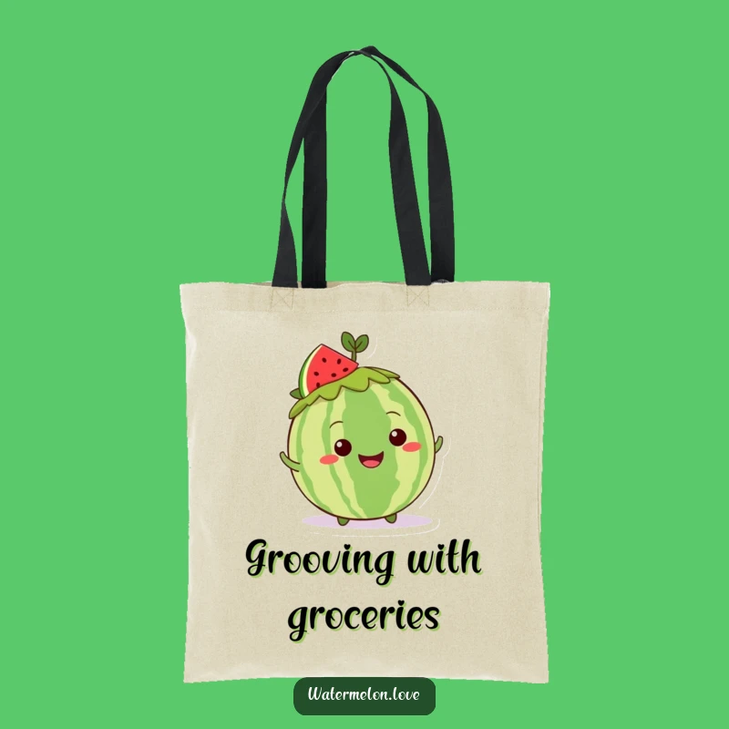 Funny Kawaii Watermelon Shimmy Tote Bag - Grinning Fruity Carry-All Gift